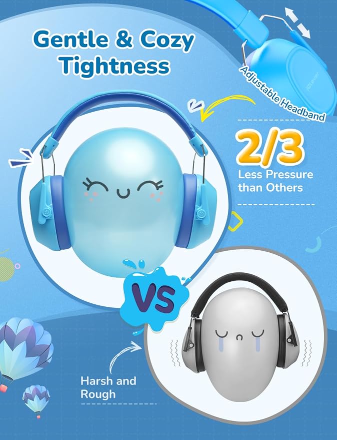 iClever Noise Cancelling Headphones for Kids Adults, SNR 29dB Safety Noise Reduction Ear Muffs for Autism Sensory &Concentration Aid, Ear Hearing Protection for Fireworks/Event/Monster Jam/Concert