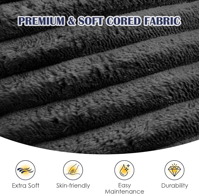 SHOUREN Stuffed Round Ottoman,Corduroy Pouf Ottoman Foot Rest with Foam Filling,Pouf Storage Ottoman Footstool for Living Room,18 X 14 Floor Poufs for Couch - 18 X 14 Inches,Dark Grey