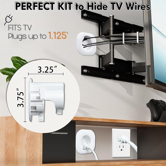 in-Wall TV Cable Management Kit - Wall Cord Hider for Mounted TV, Wide Pass-Through, Includes Installation Tools, Hides Power & Low Voltage Wires for Home Theater Gaming
