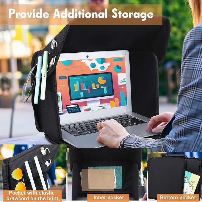Laptop Sun Shade Laptop Sun Glare Shield Privacy Screen Hood Lightweight Laptops Sunshade Bag for Working Outside Portable Shield Cover 15-16'' (Patent Pending)