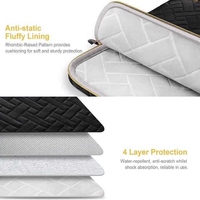 Lacdo 13 Inch Laptop Sleeve Case for 13 inch MacBook Air M5 A3449 (2026), M4 A3240 2025, M3 A3113, M2 A2681, M1 A2337 A2179 A1932 | 13 inch MacBook Neo A18 Pro A3404 (2026) Computer Bag, Elegant Black