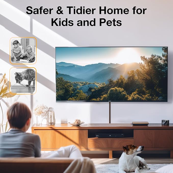 Delamu 157in Cord Covers for Wires on Wall, One-Cord Cord Hider, TV Cord Hider for Wall Mounted TV, Wire Hider Wire Covers for Cords on Wall, Cable Raceway for Home & Office, W0.55 H0.4in, Cherrywood