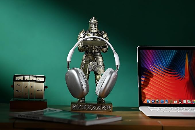 King's Guard Headphone Stand Watch Display Stand Jewelry Bracelet Necklace Holder Trays Towers Warrior Knight Mobile Phone Stand for Office & Home 12.20 Inch (Bronze)