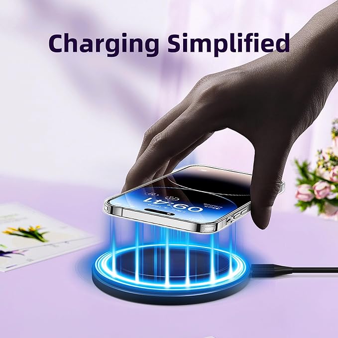 Wireless Charger Compatible with iPhone 16 15 14 13 12 11 Pro Max/Mini/Plus/XR/X/8, 15W Max Fast Wireless Charging Pad Mat for Samsung Galaxy S23/S22/S21/S20/S10, Galaxy Buds