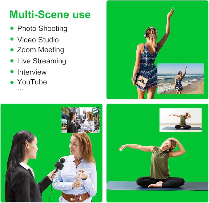 Green Screen Backdrop for Photography 5 x 6.5 Ft,Chroma Key Greenscreen Background Sheet for Photography,Photo Backdrop Curtain for Photoshoot Video Polyester Cloth Video Studio Calls Streaming Gaming