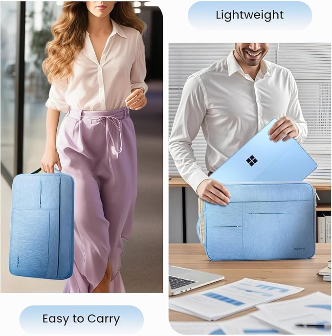 Omnpak Surface Pro 11 Case,13 inch Laptop Sleeve for Surface Pro 12/11/10/9/8/X/7/6/5/4/3 with Multi-Pocket and Side Handle Strap,Water-Resistant Laptop Carrying Bag