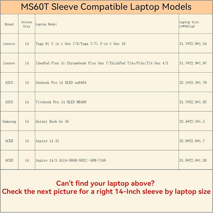 Smatree MS60T Hard Protective 14 inch Laptop Sleeve Case Compatible for Samsung Galaxy Book Go 5G, Lenovo ThinkPad P14s/T14s/IdeaPad, ASUS Vivobook/Zenbook, ACER Aspire 5/14