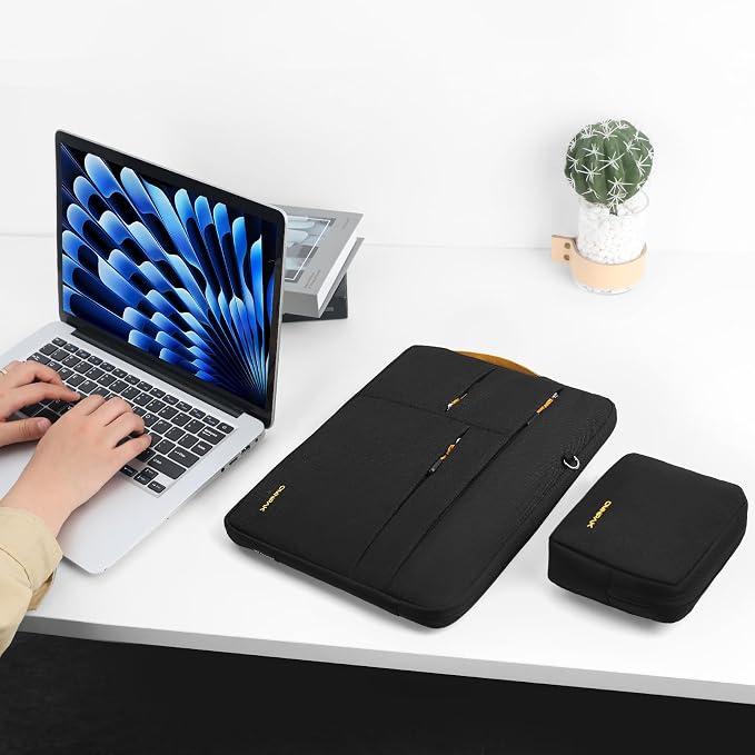Omnpak for 13.6 inch MacBook Air Case Sleeve Compatible with 13 inch New MacBook Air M5/MacBook Neo A18 Pro, 13-14" Recycled PET Laptop Carrying Case with Handle and Accessory Pocket