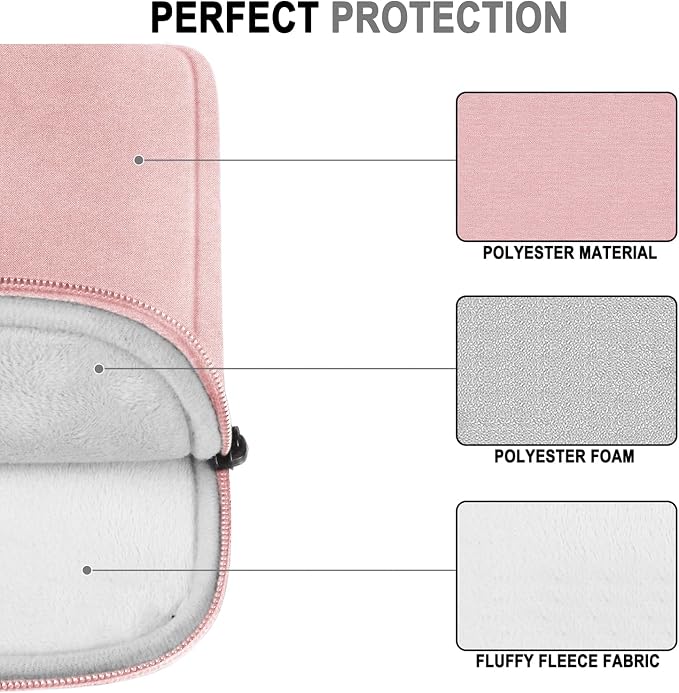Laptop Sleeve 14 Inch, Water Resistant Traveling Computer Cover with Handle, Shockproof Protective Carrying Laptop Bag Compatible for 14 Inch MacBook Air/Pro, HP, Dell, Lenovo, Pink