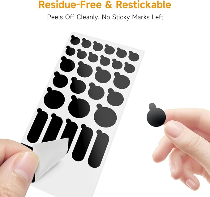 Black Webcam Covers, 290-Pack Restickable Camera Privacy Stickers, Multiple Sizes, Matte Vinyl, No Residue, for Laptop, Phone, Tablet, Smart TV