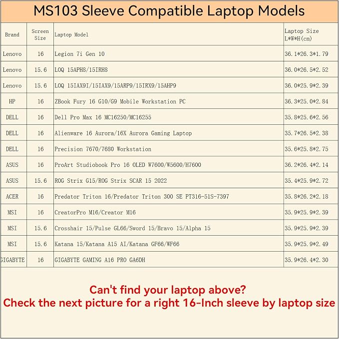 Smatree MS103 Hard Protective 15.6 inch Laptop Sleeve Case Compatible for Lenovo LOQ, HP ZBook Fury 16, Alienware 16X/16, Dell Pro Max 16, ASUS ProArt/ROG Strix, for ACER MSI Katana Crosshair