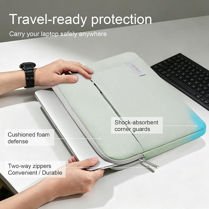 Lacdo Laptop Sleeve Case for 16 inch MacBook Pro M5 Pro/Max A3428 A3429 (2026), M4/M3/M2/M1 A3403 A3186 A2991 A2780 A2485 A2141 | 15 inch Microsoft Surface Laptop 7th Copilot+PC Computer Bag, Green