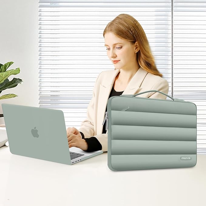 MOSISO Compatible with MacBook Pro 16 inch Case M5 M4 M3 M2 M1 2026-2021 A3429 A3428 A3403 A3186 A2991 A2780 A2485, Shell&Puffy Sleeve Bag&Keyboard Cover&Webcam Cover&Screen Protector, Antique Green