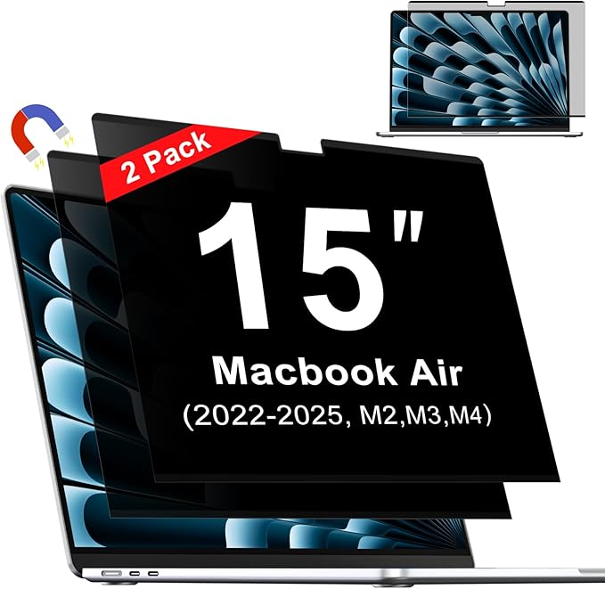 ZOEGAA Magnetic Privacy Screen for Macbook Air 15 Inch (2023-2026, M2, M3, M4, M5), Removable Laptop Privacy Screen Protector, Anti Blue Light Glare Filter for Mac Air 15.3" Laptop Computer