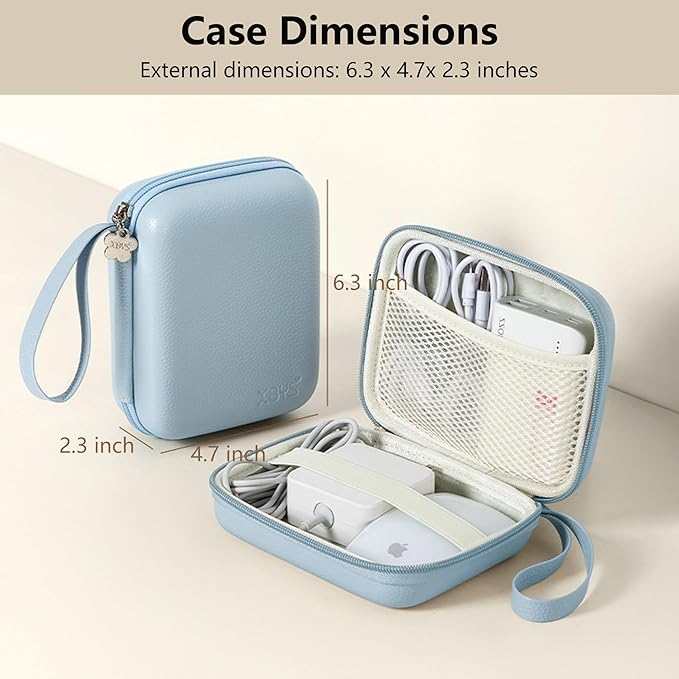 Charger Case for Macbook, Portable Tech Electronic Organizer Bag, Small Travel Storage Pouch for Laptop Accessories, MacBook Power Adapter, Charging Cords, USB Drives, Power Bank (Blue, L)
