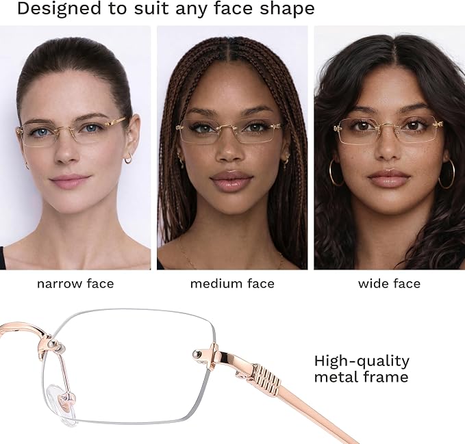 livho Blue Light Blocking Glasses for Women, Lightweight Metal Frame Computer Glasses, Anti Eye Strain, UV Protection