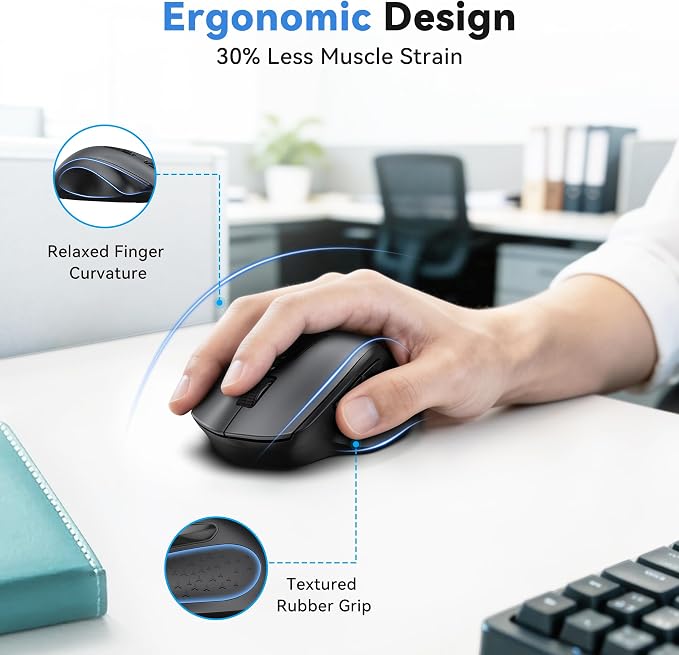 TECKNET Wireless Mouse for Laptop, Silent Mouse Quiet Click, Computer Mice Wireless, 6 Adjustable 4000 DPI Computer Mice
