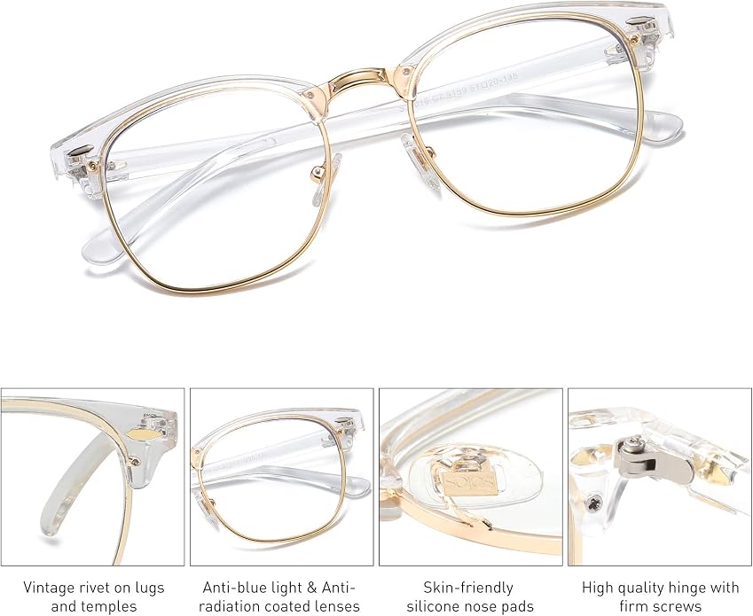 SOJOS Retro Semi Rimless Polarized Sunglasses Horn Rimmed UV400 Glasses SJ5018, Yellow Tortoise Frame/Green Lens