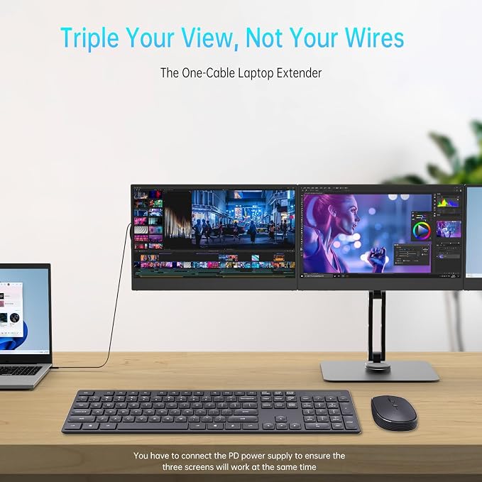 DEPGI 14" Triple Laptop Screen Extender, Freestanding Laptop Screen Extender, 3x14 FHD IPS Extended Monitor Versatile Dual & Triple Screen Modes for All 13-17" Laptops (Mac/Windows/M1-M5 Compatible)