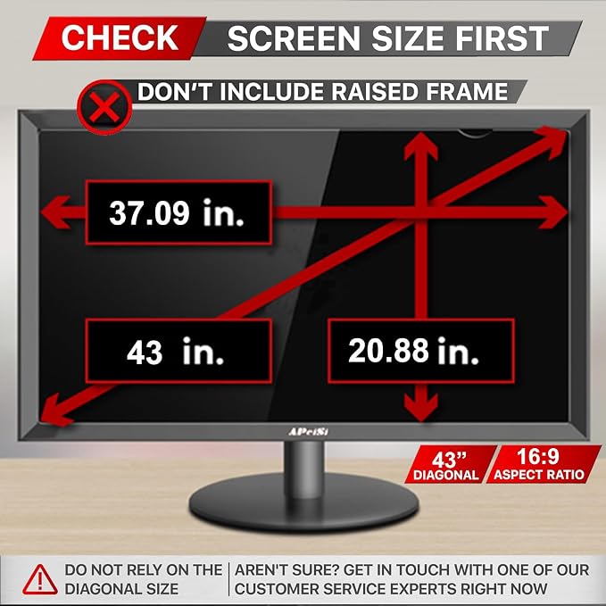 43 Inches Privacy Screen Filter for Widescreen 16:9 TV Monitor | Privacy Shield | Anti-Glare | Anti-Blue light TV Protector | Eye Protection | Anti Spy | Computer Security Private Filter Protector