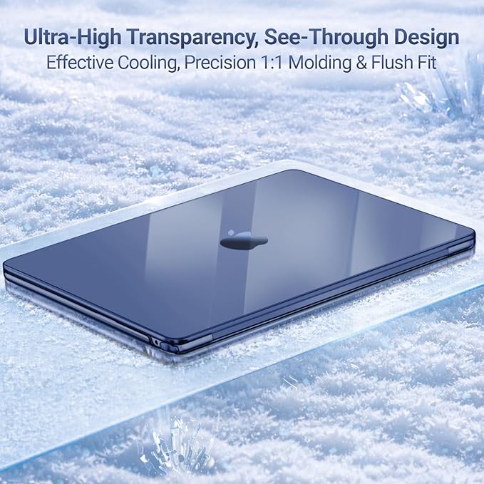 MOSISO Compatible with MacBook Air 13 inch Case M5 2026 M4 2025 M3 M2 2024-2022 A3449 A3240 A3113 A2681, Hard Shell&Keyboard Cover&Screen Film&Type C for MacBook Air 13.6 inch Case, Crystal Midnight