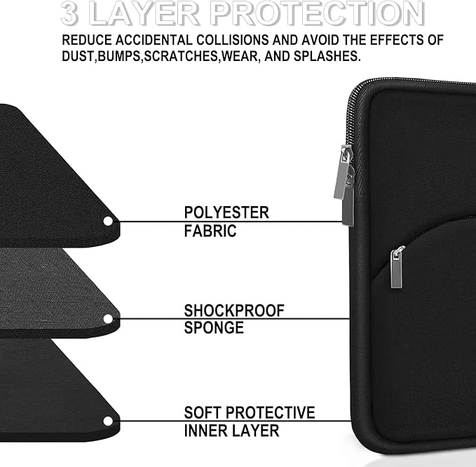 Laptop Sleeve 15 inch, Portable Monitor Protective Cover with Front Pocket, Laptop Case for 2023 MacBook Air 15 inch M2 A2941/Pro A1990 A1707, Computer Bag for HP ASUS Dell Acer Lenovo, Black