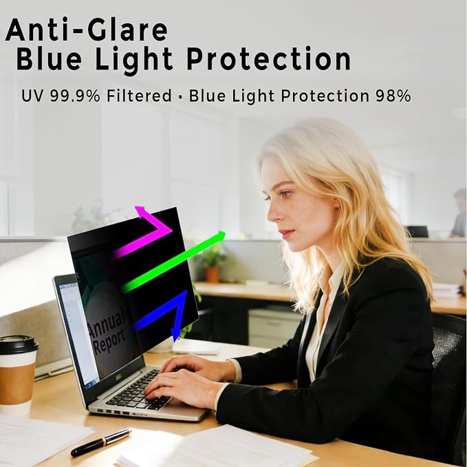 Laptop Privacy Screen 17.3 Inch 16:09 , Anti-Spy Privacy Filter with Anti-Glare Blue Light Protection, Removable Computer Monitor Shield for HP Lenovo Dell Acer Asus ThinkPad Envy XPS (17.3" (16:9, 15.1×8.5 in))