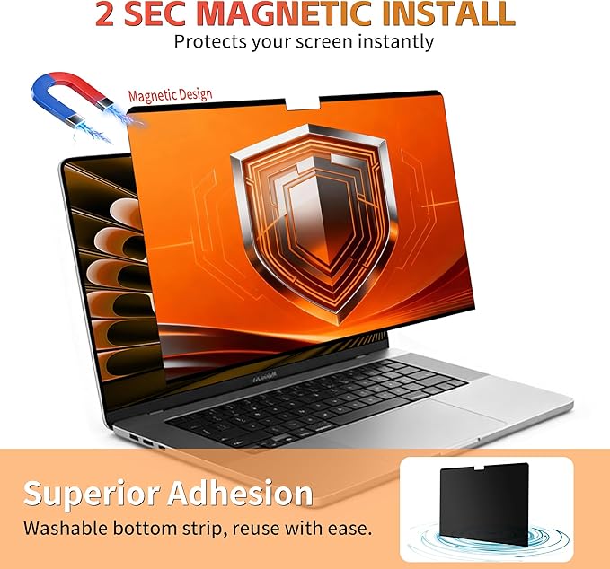 Juvraixo Magnetic Privacy Screen Protector for Macbook Pro 14 Inch (2021-2024, M1, M2, M3, M4), Matte Removable Private Anti Blue Light Glare for 14.2" Mac Pro Laptop Computer