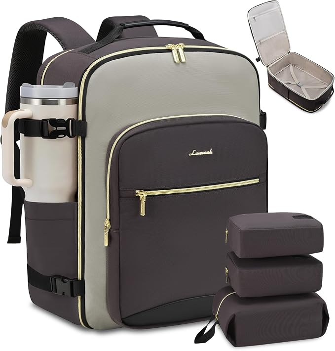 LOVEVOOK 50L Travel Backpack for Women & Men, Airline Approved Carry On Luggage with 3 Packing Cubes, TSA Overnight Bags, Waterproof Personal Item Bag, Weekender Essentials Backpacks fits 17" Laptop