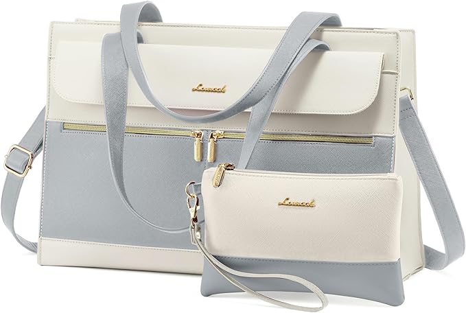 LOVEVOOK Laptop Tote for Women - 15.6 Inch Professional Leather Computer Briefcase - Waterproof, Large Capacity Business Teacher Office Bag - Crossbody Purse