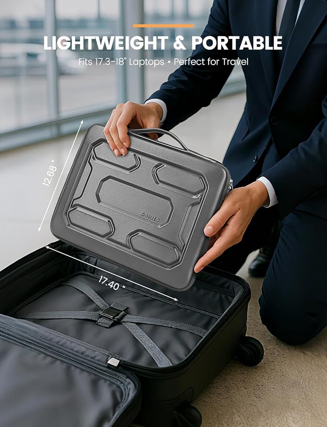 DOMISO 18 inch Laptop Sleeve with Handle Shockproof Computer Bag Waterproof EVA Protective Carrying Case for 17.3" MSI GS73VR Stealth Pro/HP Envy 17/LG Gram 17"/ROG Strix GL702VS, Dark Grey