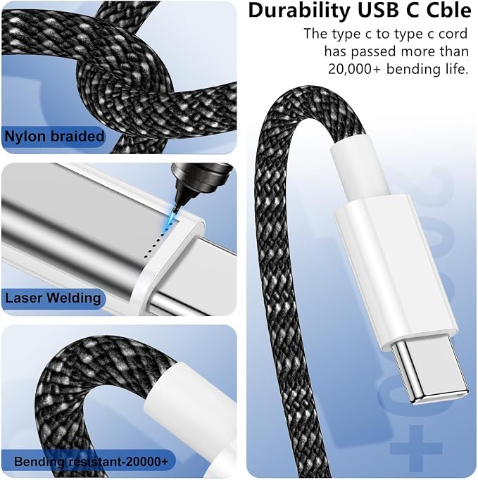 USB C to C Charger Cable 10ft, 60W Type C to C Fast Charging Cable Cord Long for Apple iPhone 17 Pro Max/17 Air/16 Pro Max/16 Pro/15 Plus/15 Pro Max/MacBook 2021/2020/2019,iPad Pro/Mini/Samsung Galaxy