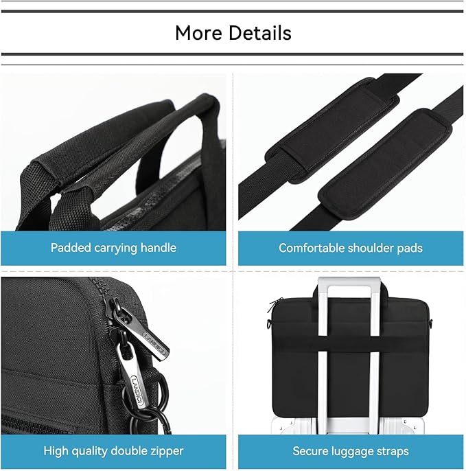 LANDICI 360° Protective Laptop Bag Case 15.6-16 Inch with Shoulder Strap, Waterproof Computer Sleeve Cover for MacBook Pro 16, Acer HP Lenovo Dell ASUS Laptop, Slim Briefcase for Men Women, Black