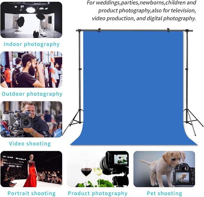 Blue Backdrop Background for Photography Photo Booth Backdrop for Photoshoot Background Screen Video Recording Parties Curtain 10x20FT