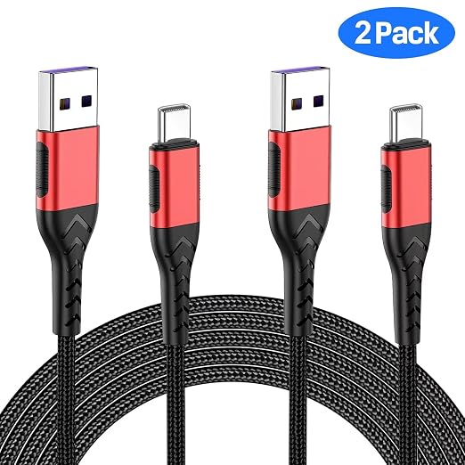 Durcord USB C Charger Cable, Upgarded 2Pack 1ft Fast Charging 1 Feet USB Type C Charging Cord Cable, 1 Foot Type C Charger Premium Nylon Braided USB Cable Compatible with iPhone 15/Pro/Plust/Max-Red