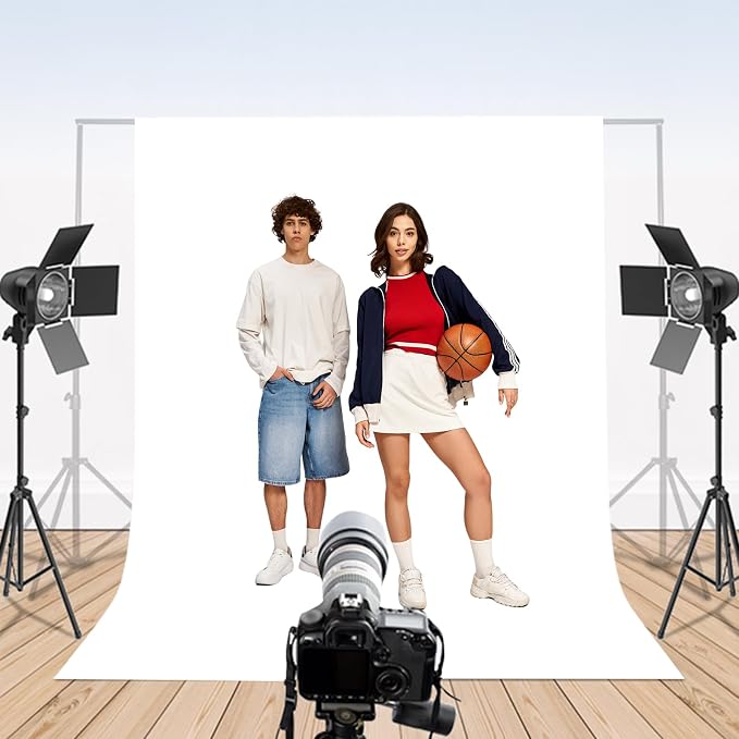 6x9ft White Photography Backdrop, High Density Polyester Fiber Photo Background Cloth is Foldable and Machine Washable, Suitable for Photo Background Video Photography Studios