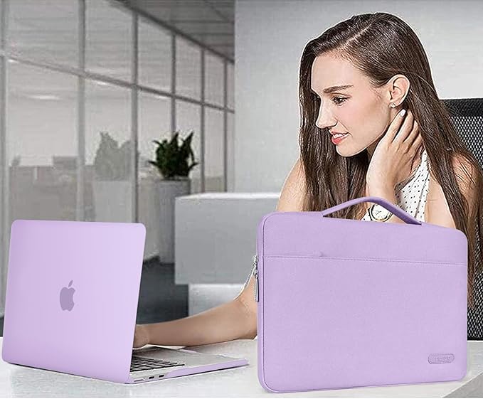 MOSISO Compatible with MacBook Air 13 inch Case M5 2026 M4 2025 M3 M2 2024-2022 A3449 A3240 A3113 A2681,Hard Shell&Sleeve Bag&Keyboard Skin&Webcam Cover&ScreenFilm for MacBook Air 13.6, Purple