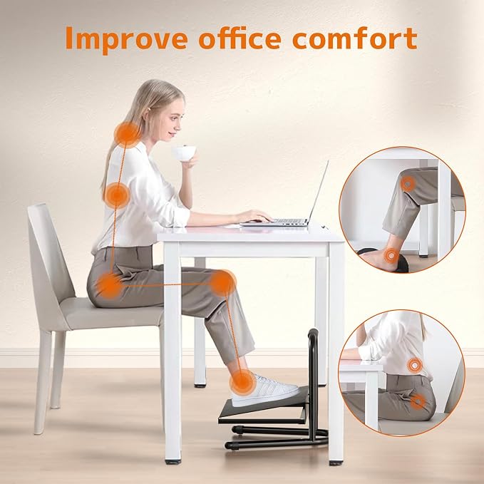 Height Adjustable Standing Foot Rest with Soft Grip Handle,Under Desk Footrest for Standing and Sitting,All-Steel Construction,Black