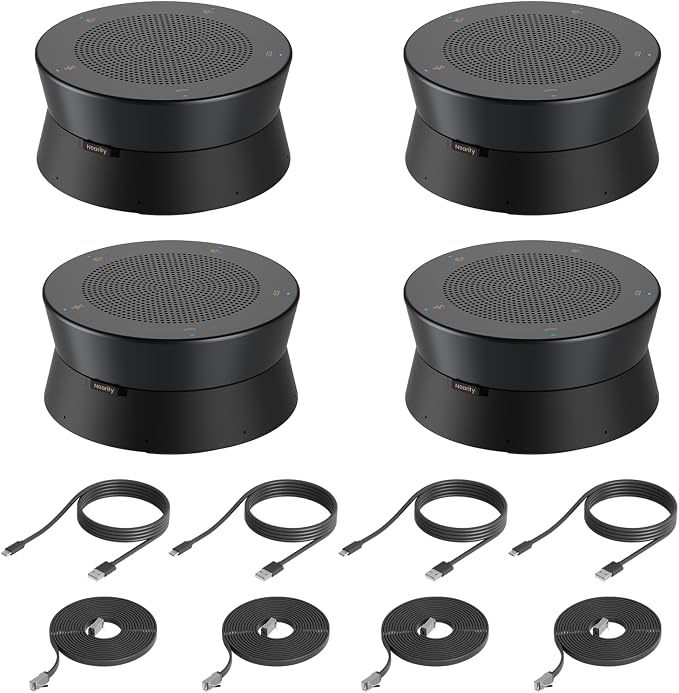 Nearity A20Sx4 Conference Speaker and Microphone, USB Speakerphone w/8 Mics, 16ft Voice Pickup, AI 2.0 Noise Cancelling, USB Speakermic with Daisy Chain, Works with Microsoft/Teams/Google Meet