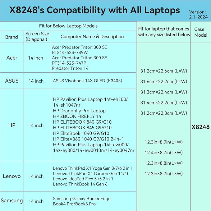 Smatree Hard EVA Protective Sleeve Case Compatible for 14 inch ASUS ExpertBook P5/B5/P3/B3 G2,Vivobook 14X OLED Laptop (K3405) Laptop, Acer Swift 14 AI Copilot+ PC, Acer Predator Triton 14 (X8248)