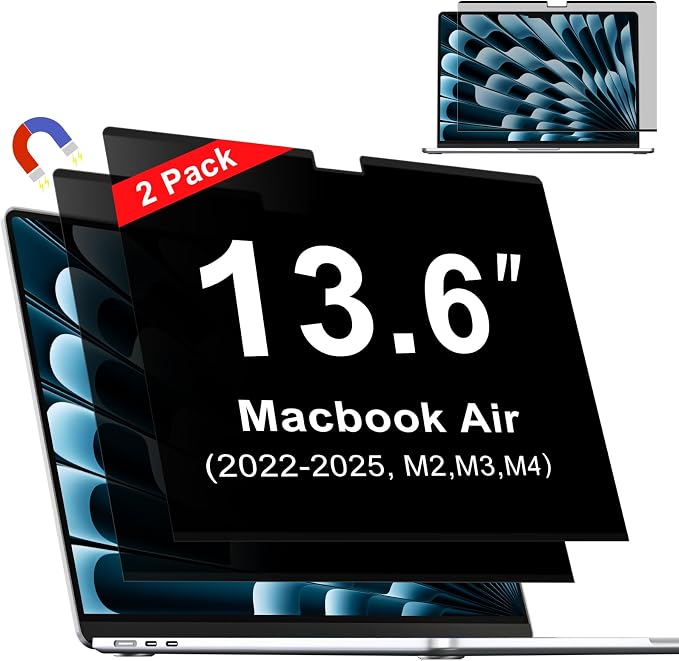 ZOEGAA Magnetic Privacy Screen for Macbook Air 13 & 13.6 Inch (2022-2026, M2, M3, M4, M5), Removable Laptop Screen Privacy Shield, Anti Blue Light Glare Filter for Mac Air 13.6" Laptop Computer