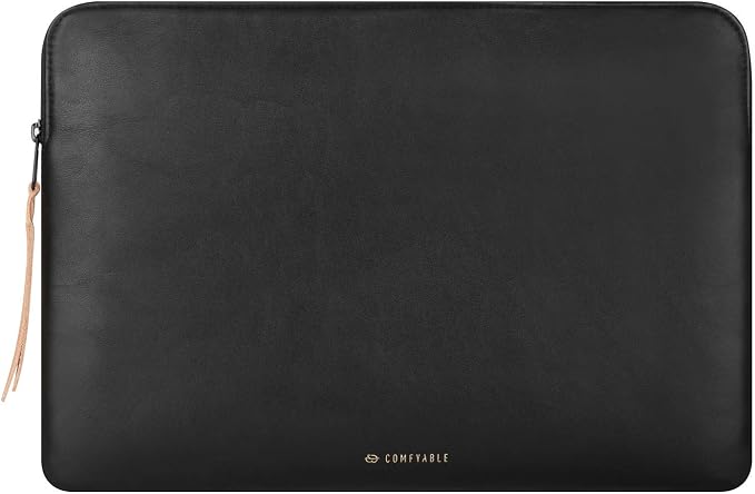 Comfyable Slim Laptop Sleeve Compatible with 13 Inch MacBook Air 13 in M5 M4 M3 M2, 13" MacBook Pro/Neo, PU Leather Bag Water-Resistant Cover Case, Black