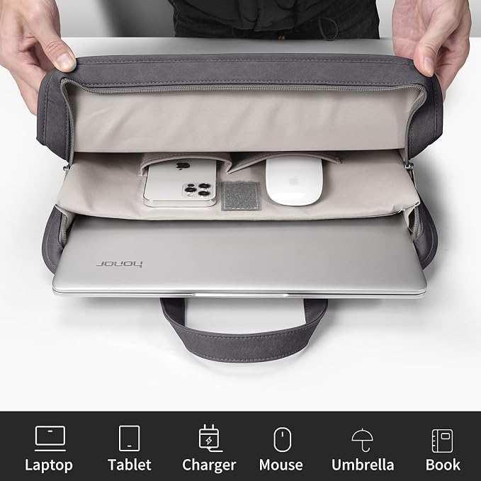 Protective Sleeve Case Bag Compatible with MacBook Pro 16 Inch, 15.6 inch, HP, Dell, Acer Aspire, Asus Notebook, Computer Bag with Shoulder Strap,Pocket,Handle, Gray