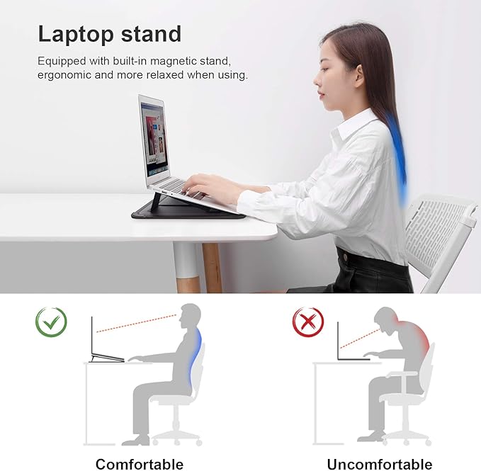 Nillkin Laptop Sleeve 15.6 inch (3-in1), MacBook Sleeve with Adjustable Stand & Mouse Pad, 2 Stand Modes, 15 inch Laptop Case, Slim MacBook Accessories for Samsung/Surface/Chromebook 13-15.6'', Blue