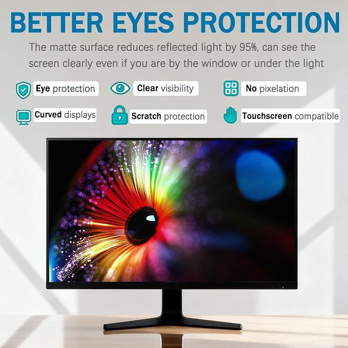 [1 Pack] Twugs Computer Privacy Screen 24 Inch, Display Privacy Shield for 16: 9 Aspect Ratio, Monitor Anti-Glare & Privacy Filters, Anti-Blue Light, Removable