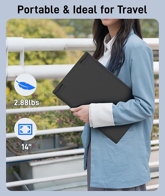 Laptop Screen Extender, 14" FHD 1080P IPS Portable Monitor for 13" - 17" Laptops, Plug & Play Screen Extender, Auto Adjust Width Dual Monitor, Compatible with Mac/Wins/Dex/Chrome