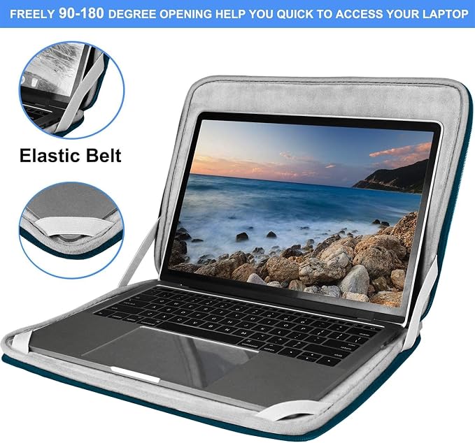 Laptop Sleeve 14 inch, Upgrade Durable Shockproof Protective Computer Cover Flip Case Briefcase Carrying Bag Compatible with 14" HP, Lenovo, Asus, Acer, Notebook, Chromebook Computer, Cyan