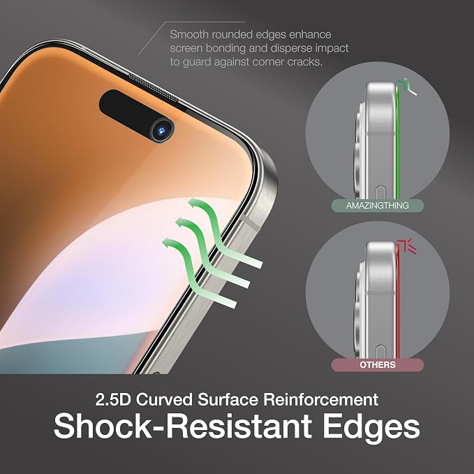 AMAZINGthing for iPhone 17 [Titan Filter 7 - Full Glass] Screen Protector, 9H Tempered Glass, Full Coverage, Case‑Friendly, Oleophobic, Alignement Frame, 2 Pack (Blue Light, iPhone 16 Pro)