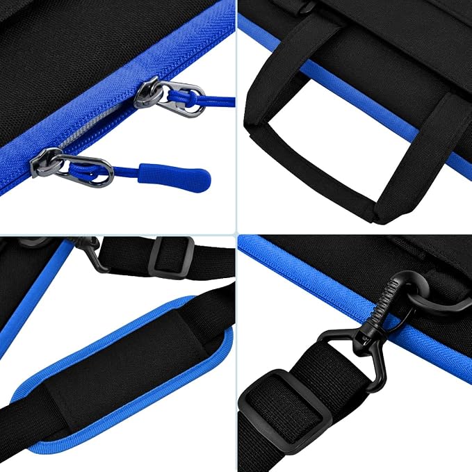 Hseok Laptop Shoulder Bag 17-17.3 inch Case, Durable Shockproof Protective Briefcase with Multi-Pockets Compatible with Lenovo Most 17-17.3 inch HP Acer Dell ASUS MSI Notebooks,Black-blue