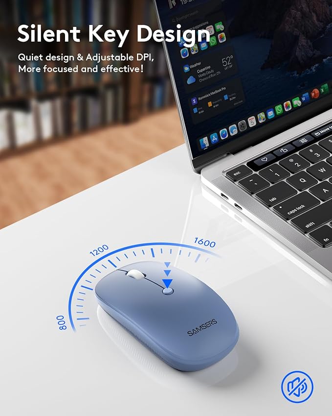 Foldable Keyboard and Mouse, Samsers Folding Bluetooth Keyboard Combo, 2.4G + BT5.0 x 2, Full-Size Portable Travel Keyboard & Rechargeable Wireless Mouse for Windows Android iOS Mac OS, Young Blue